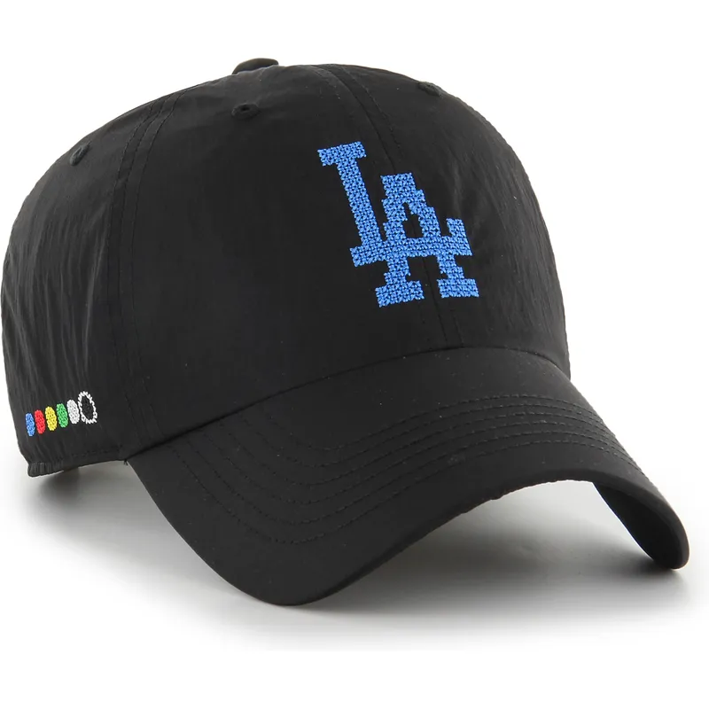 schwarze-verstellbare-curved-cap-clean-up-eight-bit-hero-der-los-angeles-dodgers-mlb-von-47-brand