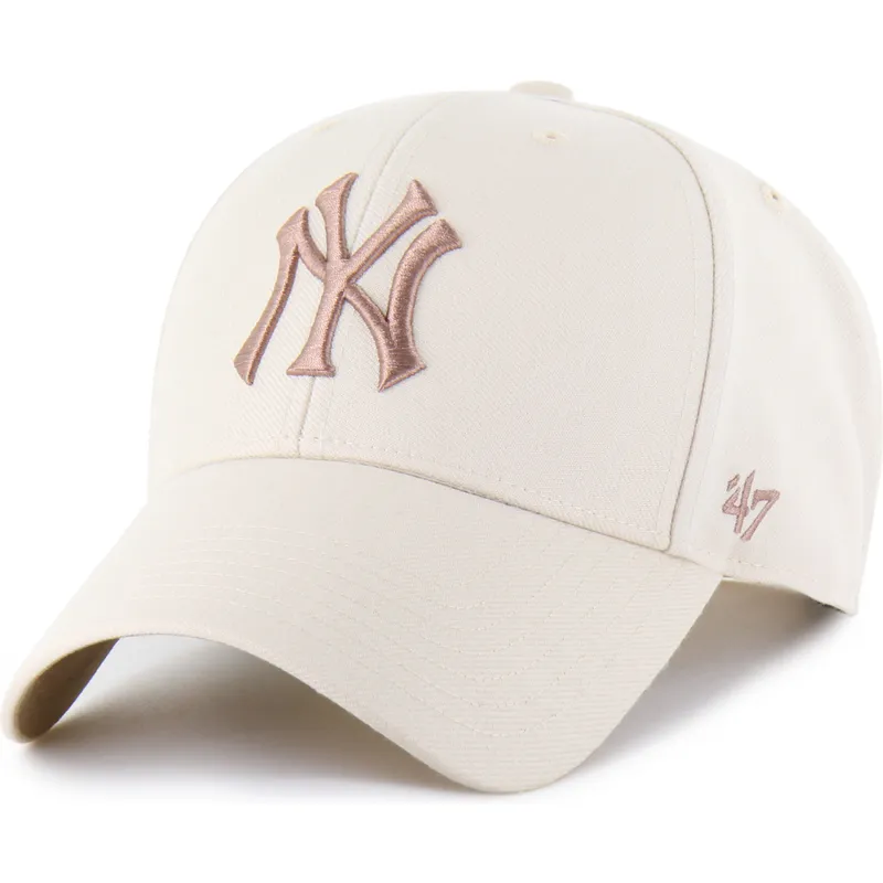 beige-kurvad-keps-snapback-med-brunt-mvp-ballpark-logotyp-fran-new-york-yankees-mlb-av-47-brand