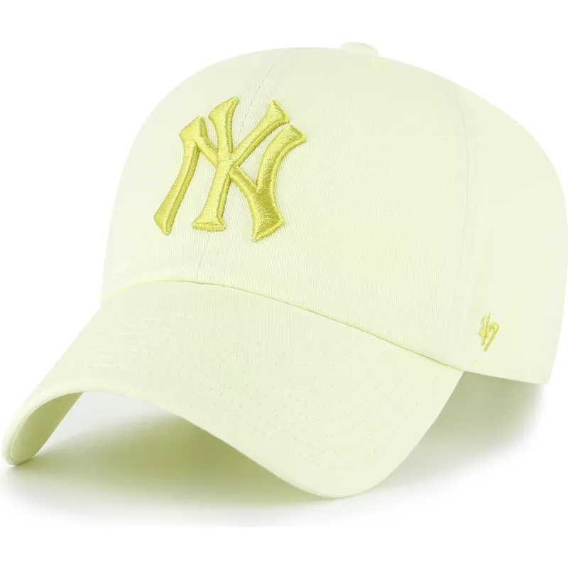 47-brand-curved-brim-yellow-logo-clean-up-no-loop-label-new-york-yankees-mlb-yellow-adjustable-cap