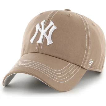 Cap ívelt кафяв регулируема лента Clean Up Contrast Stitch New York Yankees MLB 47 Brand