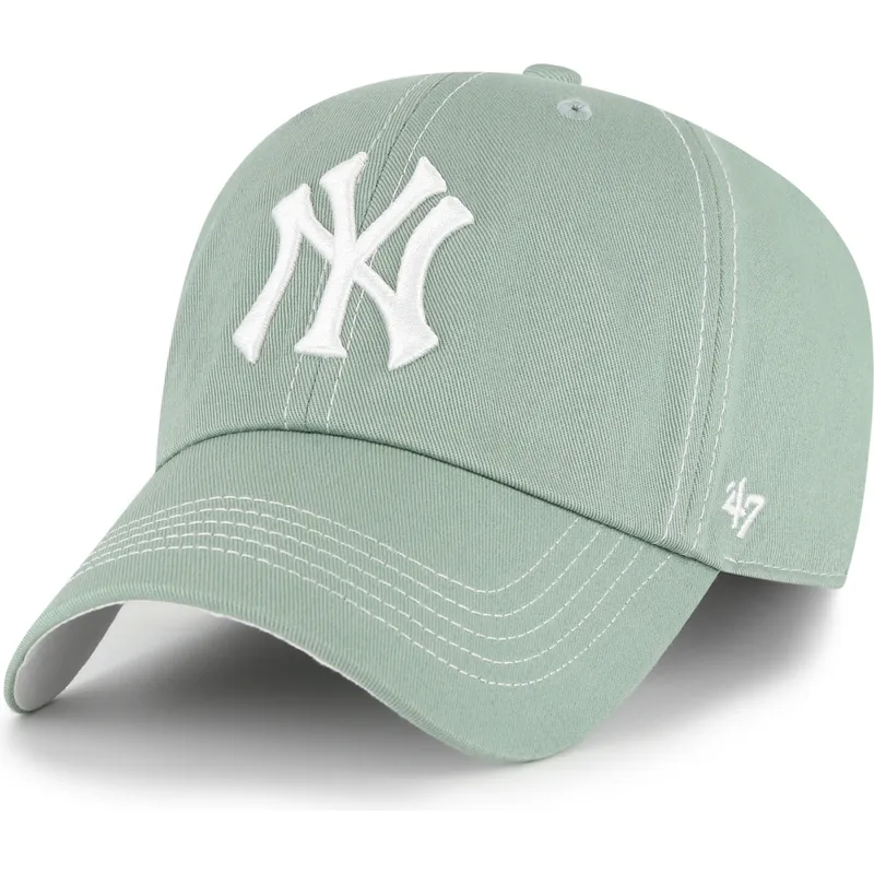 grune-verstellbare-curved-cap-clean-up-contrast-stitch-der-new-york-yankees-mlb-von-47-brand