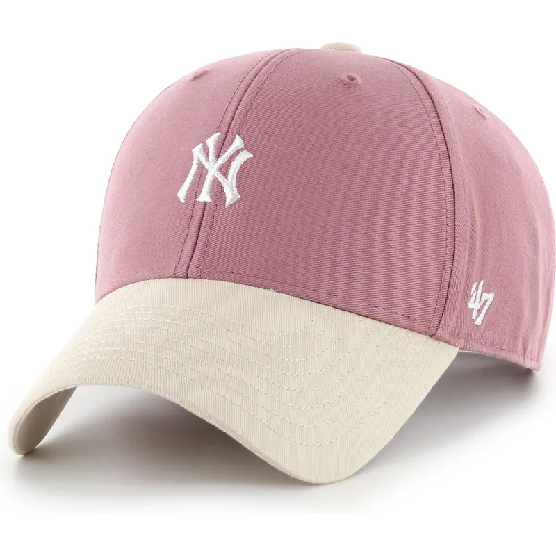 47-brand-curved-brim-mvp-base-runner-two-tone-legend-new-york-yankees-mlb-pink-adjustable-cap