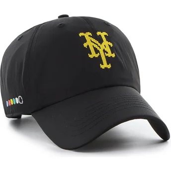 Gorra curva negra ajustable Clean Up Eight Bit Hero de New York Mets MLB de 47 Brand