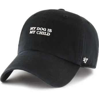 Sapkák ívelt fekete állítható My Dog Is My Child Phrase Clean Up Base Runner Icon 47 Brand