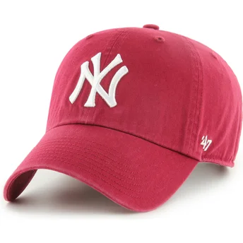 Sapkák ívelt piros állítható pánt Clean Up New York Yankees MLB 47 Brand