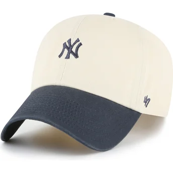 Böjd keps beige och marinblå justerbar Clean Up Base Runner Two Tone New York Yankees MLB från 47 Brand