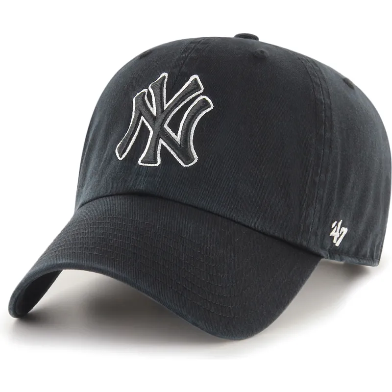 svart-bojd-justerbar-keps-clean-up-no-loop-label-fran-new-york-yankees-mlb-av-47-brand