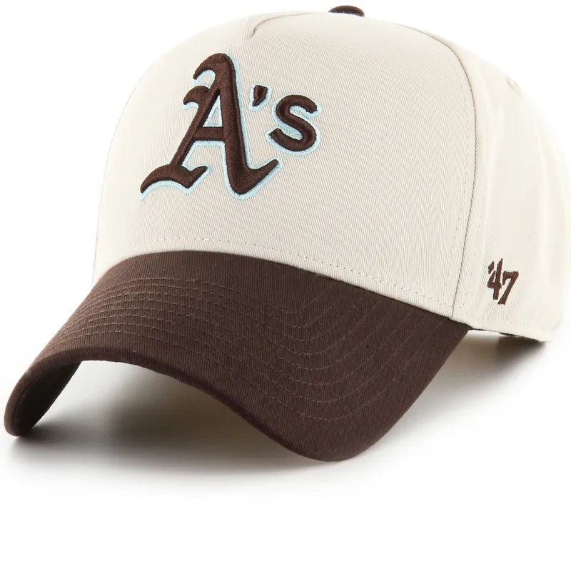 beige-und-braune-gebogene-snapback-kappe-mvp-dt-sure-shot-two-tone-cotton-der-oakland-athletics-mlb-von-47-brand