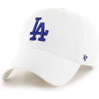 Vit justerbar kurvad keps med blå logotyp Clean Up från Los Angeles Dodgers MLB av 47 Brand
