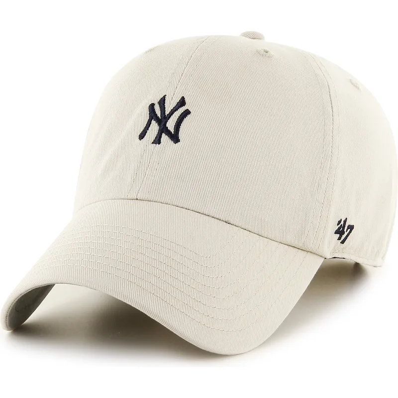 beige-gebogene-verstellbare-kappe-clean-up-base-runner-mini-logo-der-new-york-yankees-mlb-von-47-brand