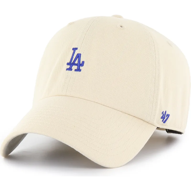 47-brand-curved-brim-blue-logo-clean-up-base-runner-los-angeles-dodgers-mlb-beige-adjustable-cap