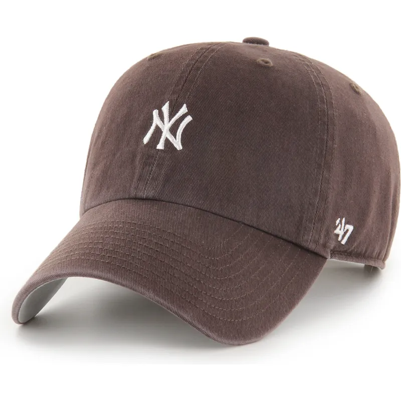 gorra-curva-marron-ajustable-clean-up-base-runner-mini-logo-de-new-york-yankees-mlb-de-47-brand
