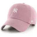 47-brand-curved-brim-clean-up-base-runner-mini-logo-new-york-yankees-mlb-pink-adjustable-cap