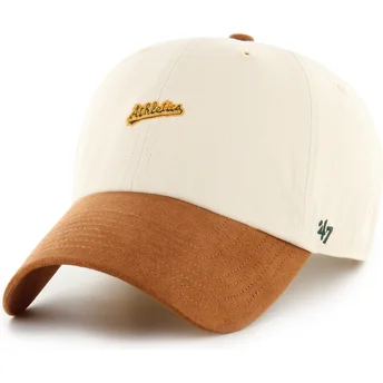 Cap ívelt бежов регулируема лента marrón Clean Up Mini Script Suede Visor Oakland Athletics MLB 47 Brand