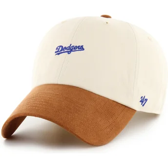 Cap ívelt бежов регулируема лента marrón Clean Up Mini Script Suede Visor Los Angeles Dodgers MLB 47 Brand