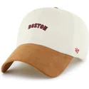 gorra-curva-beige-y-marron-ajustable-clean-up-mini-script-suede-visor-de-boston-red-sox-mlb-de-47-brand