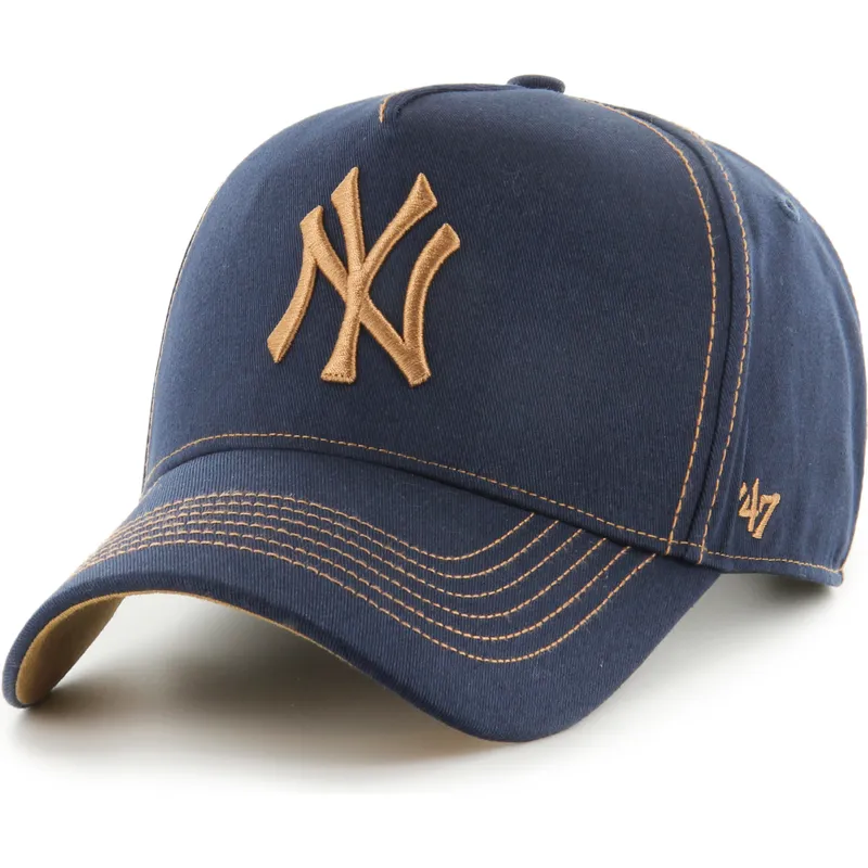 47-brand-curved-brim-mvp-dt-contrast-stitch-new-york-yankees-mlb-navy-blue-and-brown-adjustable-cap