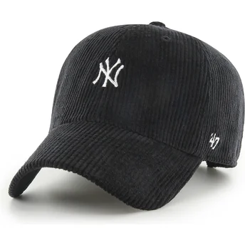 47 Brand Curved Brim Clean Up Cord Base Runner New York Yankees MLB Black Adjustable Cap