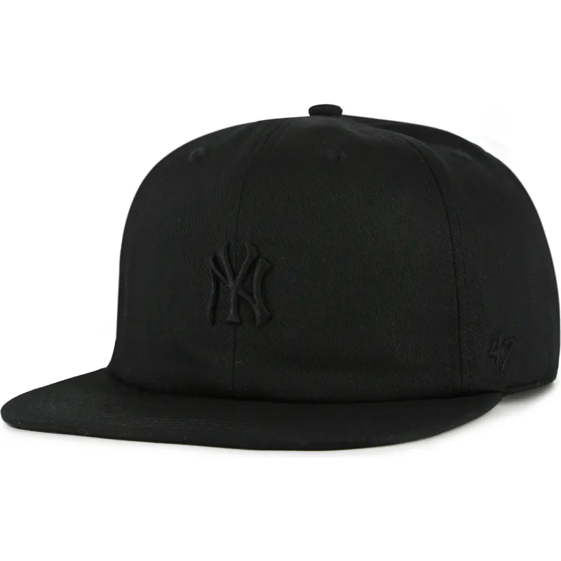 svart-platt-snapback-keps-med-svart-captain-rl-contemporary-logotyp-fran-new-york-yankees-mlb-av-47-brand