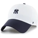 47-brand-curved-brim-clean-up-vista-mini-two-tone-new-york-yankees-mlb-white-and-navy-blue-adjustable-cap
