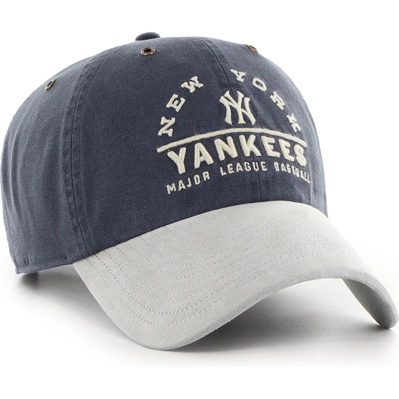 marinbla-och-gra-bojd-keps-justerbar-clean-up-windham-suede-vintage-av-new-york-yankees-mlb-fran-47-brand