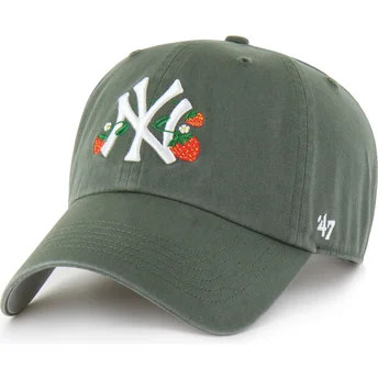 Grön böjd justerbar keps Clean Up Icon Alt Strawberry från New York Yankees MLB av 47 Brand