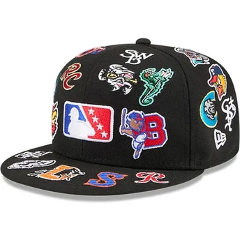 Gorra plana negra ajustada 59FIFTY All Over de MiLB de New Era