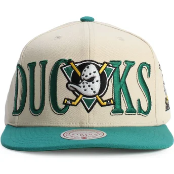 Grüne und beige Flatcap Snapback Across The Board von Anaheim Ducks NHL von Mitchell & Ness