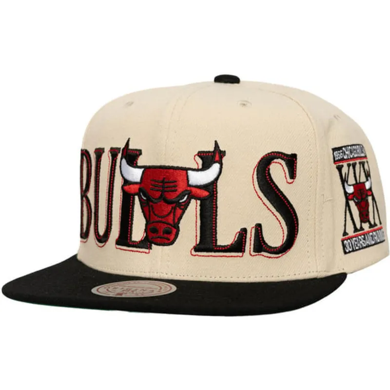 mitchell-ness-flat-brim-across-the-board-chicago-bulls-nba-black-and-beige-snapback-cap