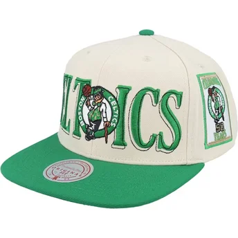 Gorra plana verde y beige snapback Across The Board de Boston Celtics NBA de Mitchell & Ness