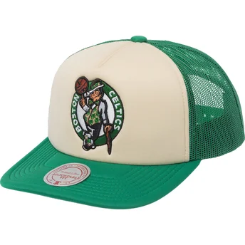 Trucker Cap beige und grün Vintage Block von Boston Celtics NBA von Mitchell & Ness