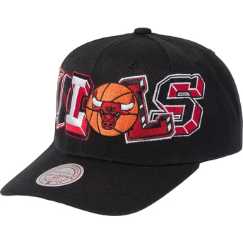 Gorra curva negra snapback Hyper Type Pro de Chicago Bulls NBA de Mitchell & Ness