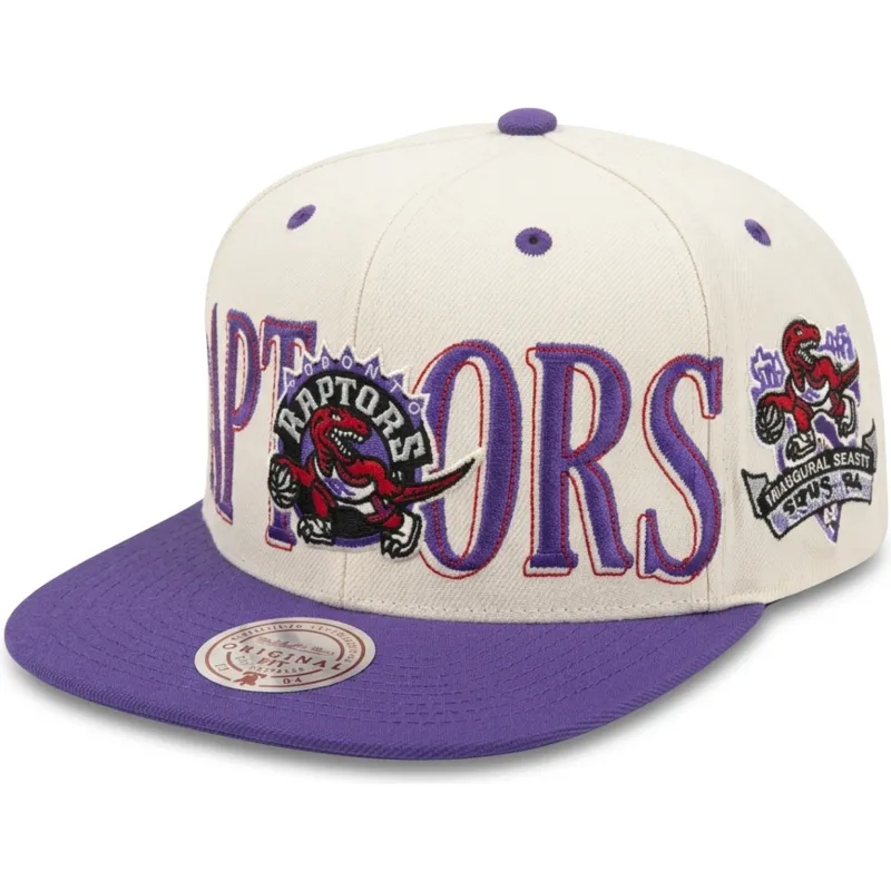 gorra-plana-violeta-y-beige-snapback-across-the-board-de-toronto-raptors-nba-de-mitchell-ness