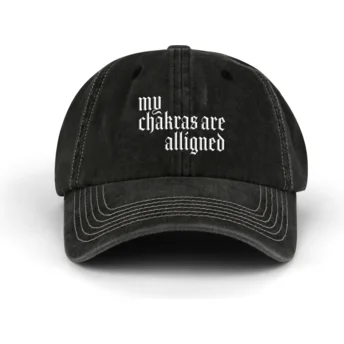 Schwarze verstellbare Curved Cap Alligned Chakras Distressed Washed von Pica Pica