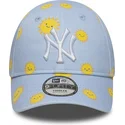 blaue-gebogene-verstellbare-kappe-fur-kinder-9forty-summer-all-over-print-der-new-york-yankees-mlb-von-new-era