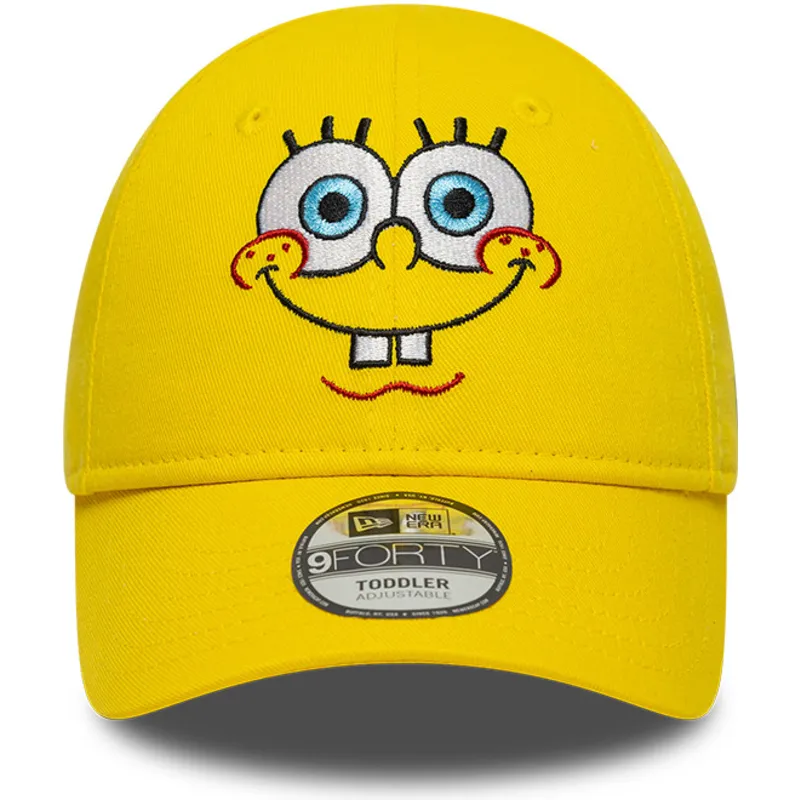 gelbe-gebogene-verstellbare-kinderkappe-9forty-face-von-spongebob-von-new-era
