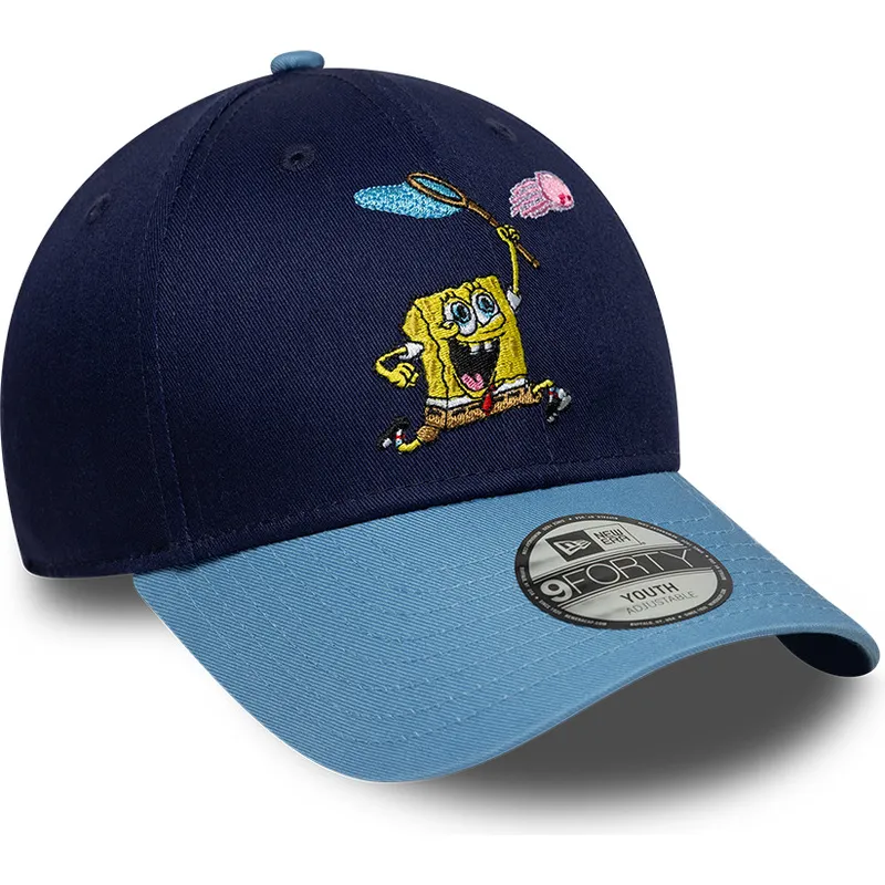 new-era-curved-brim-youth-9forty-spongebob-squarepants-blue-snapback-cap
