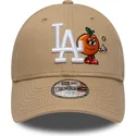 beige-gebogene-verstellbare-kappe-fur-kinder-9forty-icon-der-los-angeles-dodgers-mlb-von-new-era