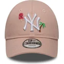 gebogene-rosa-verstellbare-kappe-fur-kinder-9forty-summer-icon-von-new-york-yankees-mlb-von-new-era
