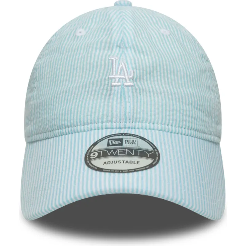 blaue-verstellbare-curved-cap-9twenty-seersucker-der-los-angeles-dodgers-mlb-von-new-era