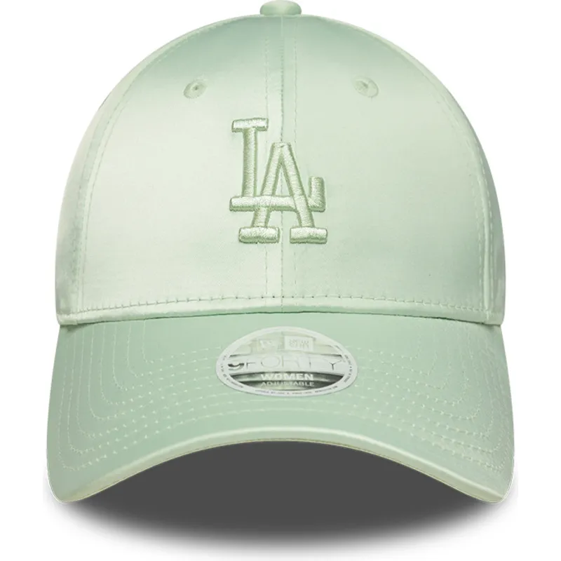 new-era-curved-brim-women-9forty-bow-back-satin-los-angeles-dodgers-mlb-green-adjustable-cap