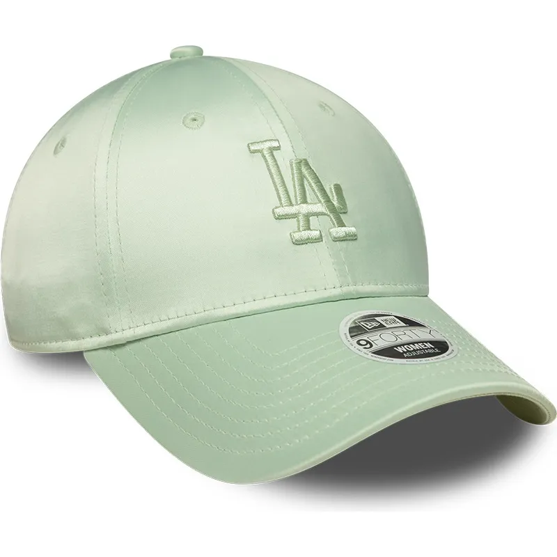 new-era-curved-brim-women-9forty-bow-back-satin-los-angeles-dodgers-mlb-green-adjustable-cap
