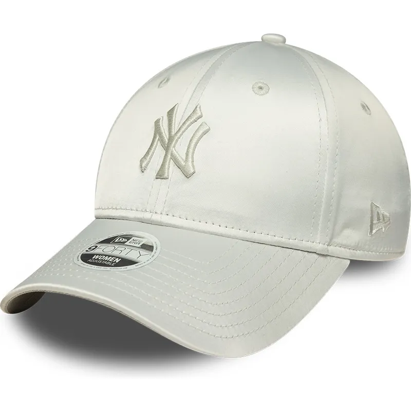 grune-gebogene-verstellbare-damenkappe-9forty-bow-back-satin-der-new-york-yankees-mlb-von-new-era