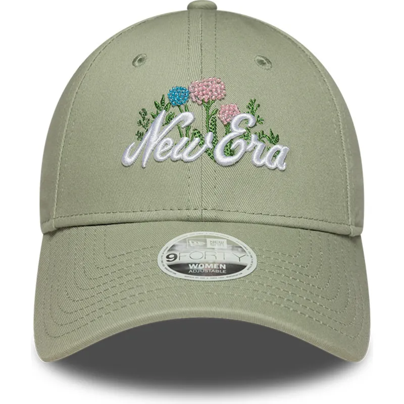new-era-curved-brim-women-9forty-beaded-green-adjustable-cap