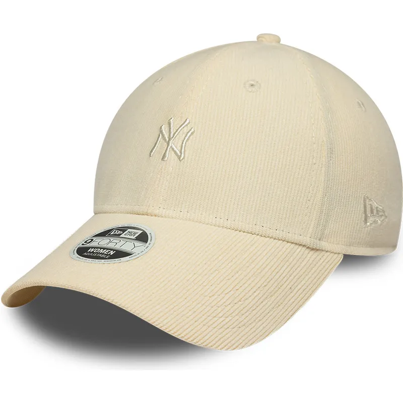 gorra-curva-beige-ajustable-para-mujer-9forty-mini-cord-de-new-york-yankees-mlb-de-new-era