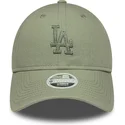 gron-justerbar-kurvad-keps-med-gron-logotyp-for-dam-9twenty-midi-linen-fran-los-angeles-dodgers-mlb-av-new-era