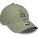 gron-justerbar-kurvad-keps-med-gron-logotyp-for-dam-9twenty-midi-linen-fran-los-angeles-dodgers-mlb-av-new-era