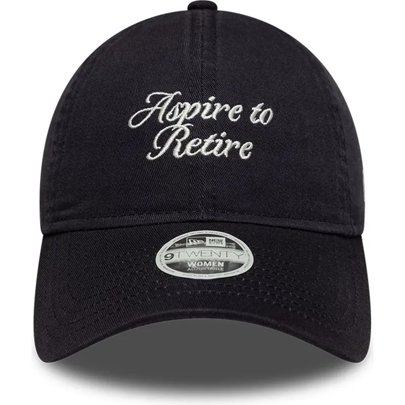 sapkak-ivelt-sotetkek-allithato-9twenty-aspire-to-retire-slogan-new-era