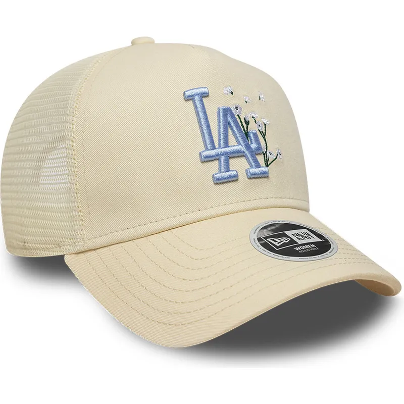 beige-trucker-keps-med-bla-logotyp-for-dam-9forty-a-frame-floral-los-angeles-dodgers-mlb-fran-new-era