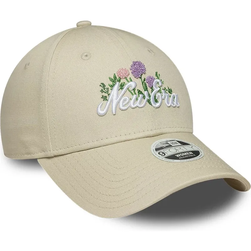 new-era-curved-brim-women-9forty-beaded-beige-adjustable-cap
